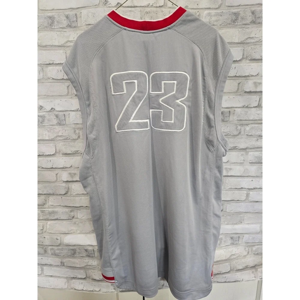 Vintage‎ 2005 Y2K Jordan Brand 23 Gray Red Embroidered Sleeveless Jersey Sz 2XL